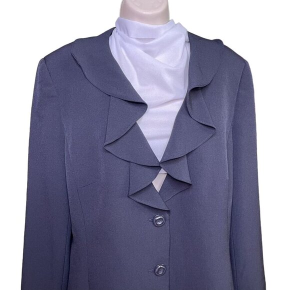 Preston & York Plus Size 18 Black Blazer Flowy Collar Button Front u - Picture 2 of 11